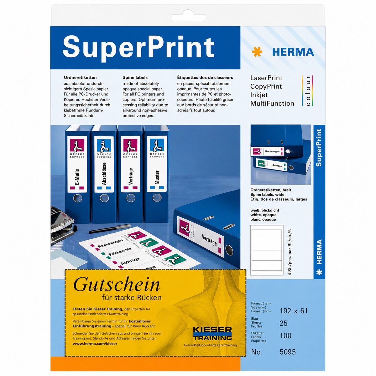 Herma SuperPrint 5095 etikete za hrbat registratora široke