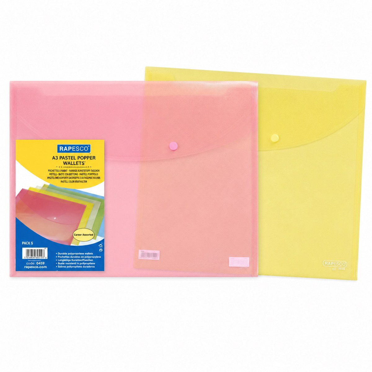 Fascikla A3 Driker Rapesco 0697 — pastelne plastične fascikle sa drikerom