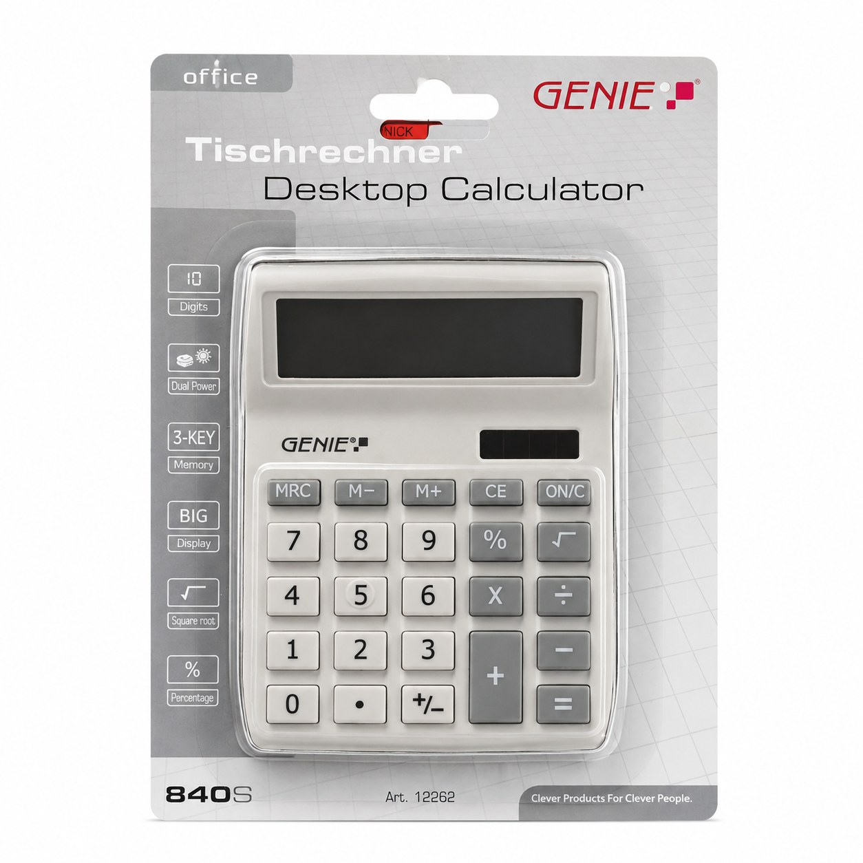 Kalkulator Genie 840S — stoni elektronski kalkulator, 10 cifara, dvojno napajanje