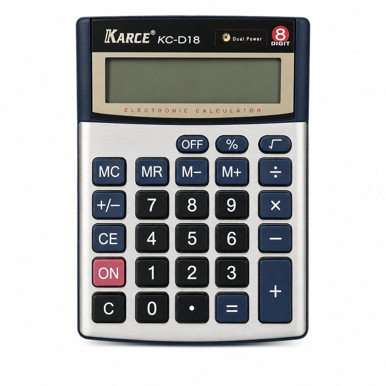 Kalkulator Karce KC-D18 — stoni elektronski kalkulator, 8 cifara, dvojno napajanje
