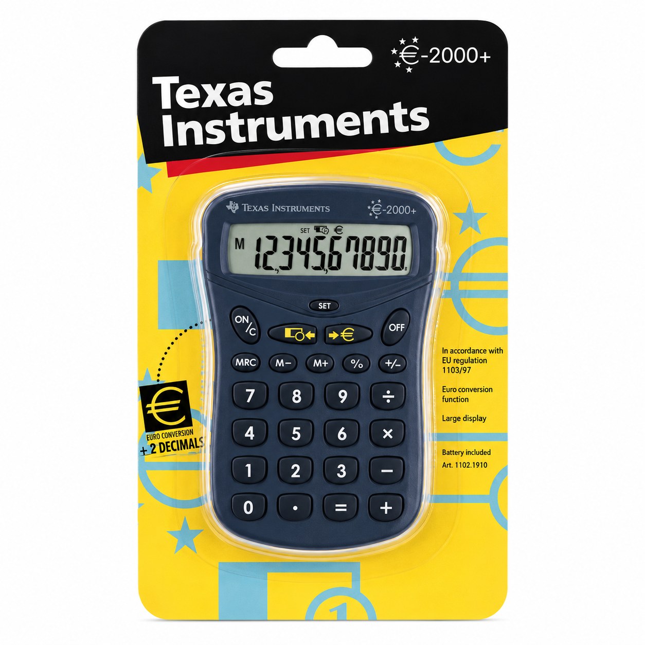Kalkulator Texas Instruments €-2000+ — džepni kalkulator sa konverzijom evra, 10 cifara
