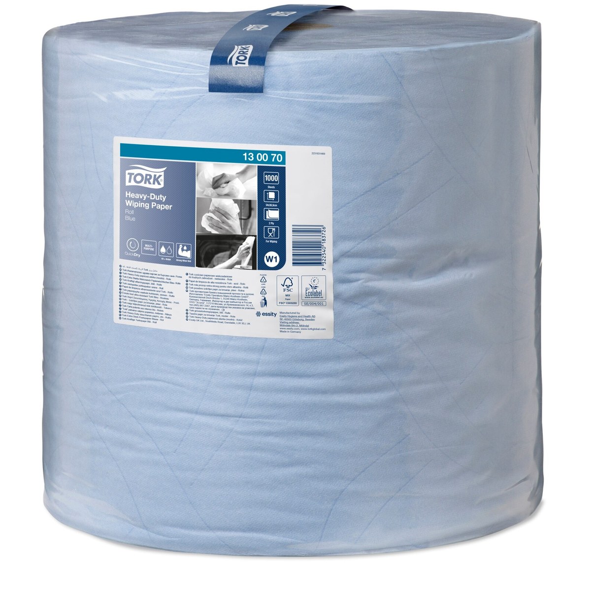 Tork 130070 — industrijski papir za brisanje velike jačine, 1 rolna od 340 m (1.000 listova), sistem W1