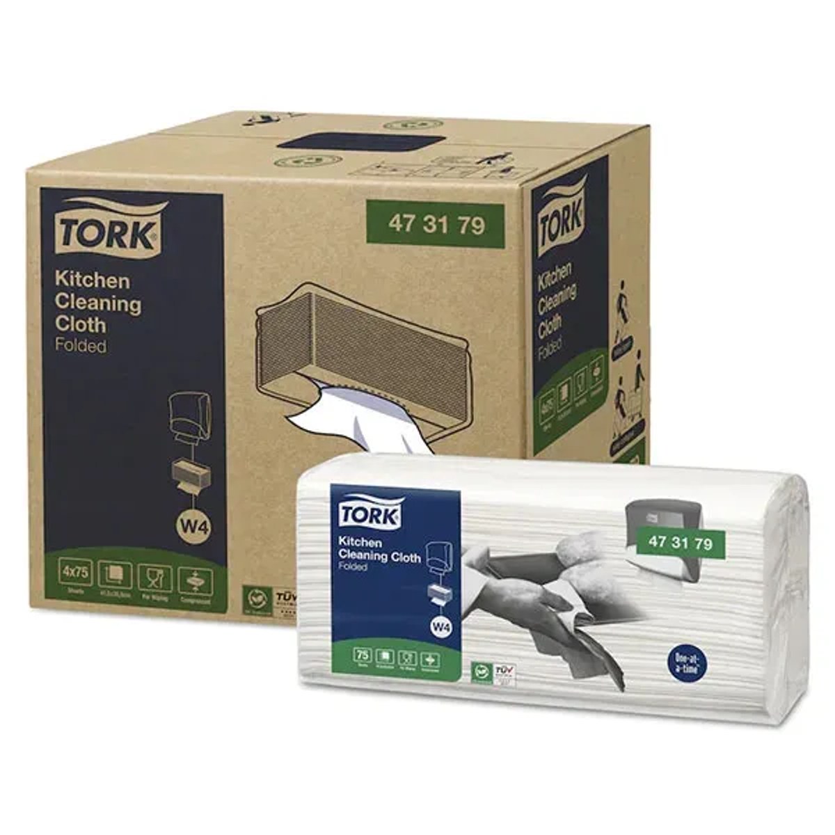 Tork 473179 — visokoupijajuće kuhinjske exelCLEAN krpe, pakovanje od 80 krpa, sistem W4