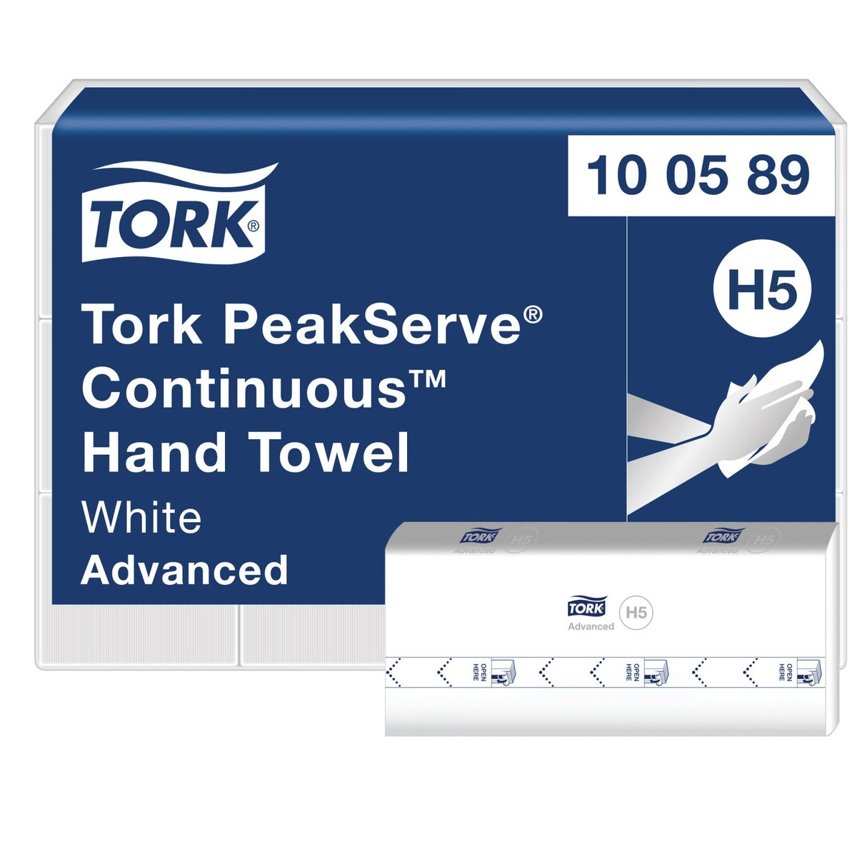 Tork 100589 — mekši presovani ubrus u kontinuiranom nizu za PeakServe dispenzere, karton od 12 pakovanja po 270 listova, sistem H5