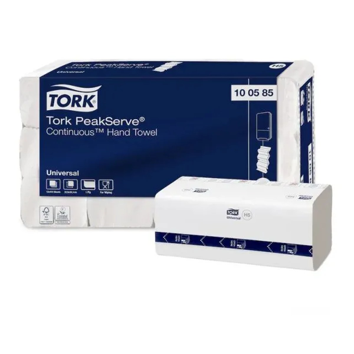 Tork 100585 — presovani ubrus u kontinuiranom nizu za PeakServe dispenzere, karton od 12 pakovanja po 410 listova, sistem H5