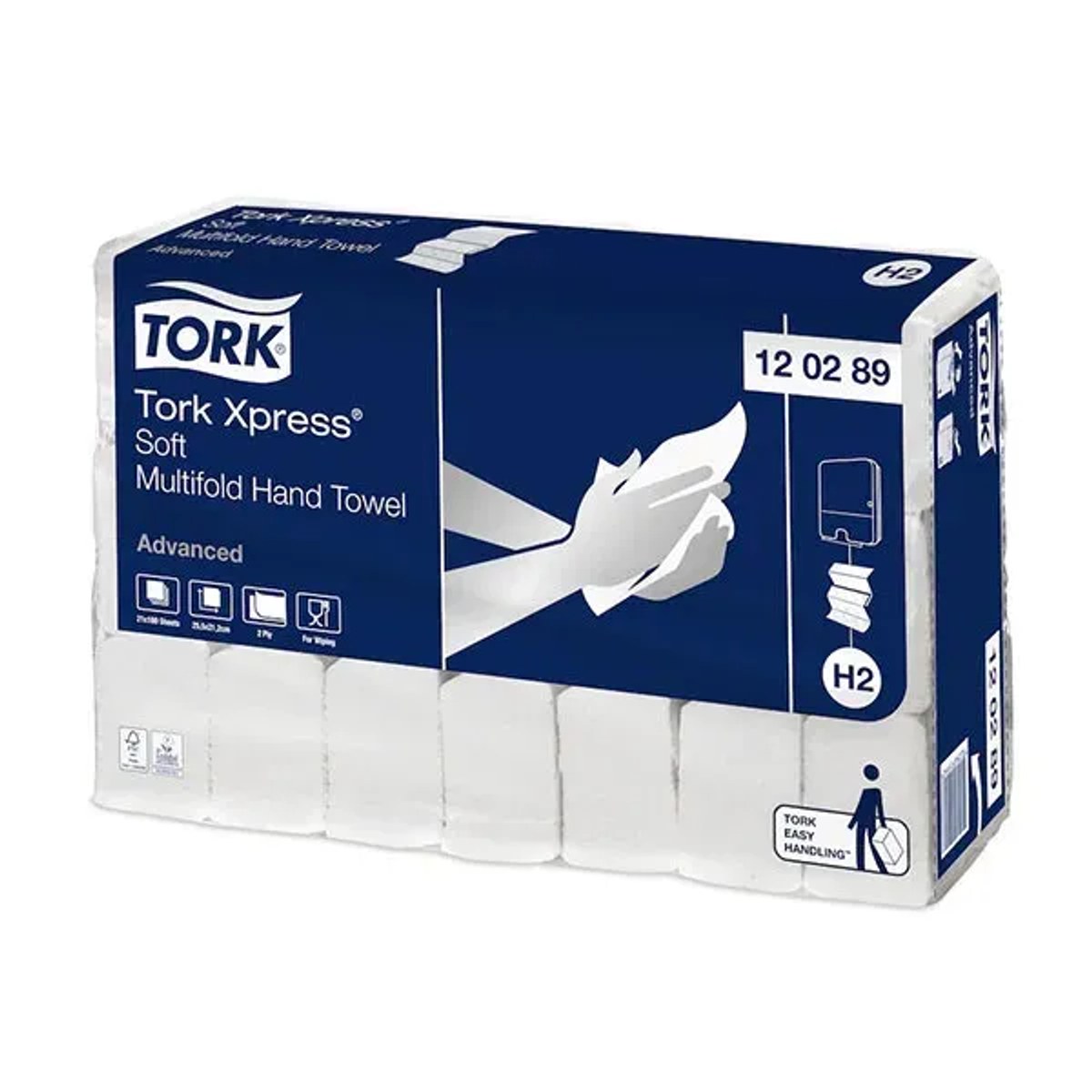 Tork 129089 — složivi Multifold ubrus koji sme u WC šolju, karton od 21 pakovanja po 200 listova, sistem H2