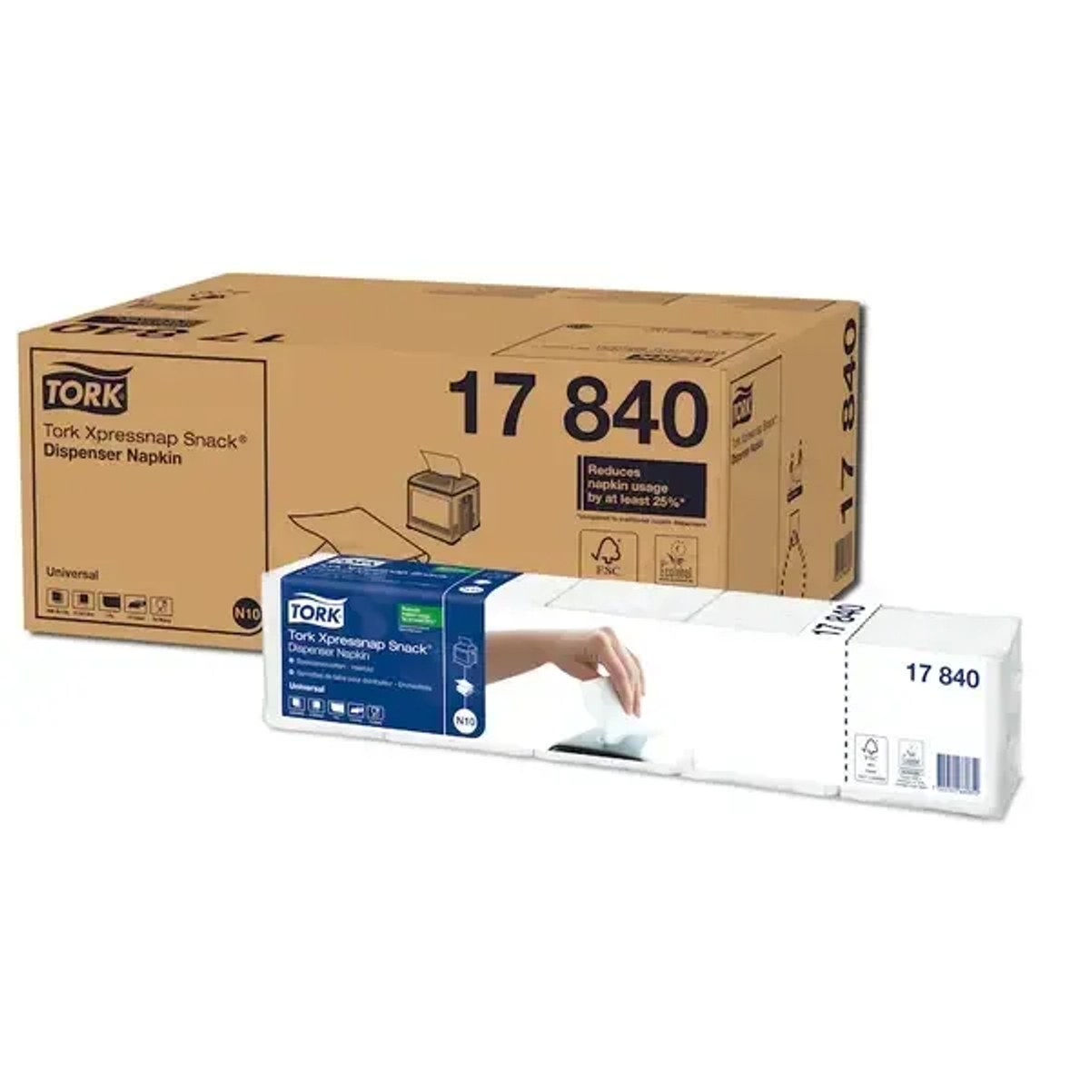 Tork 17840 — salvete za Xpressnap Snack dispenzere, list po list, transportno pakovanje od 8 paketa po 1.125 salveta, sistem N10